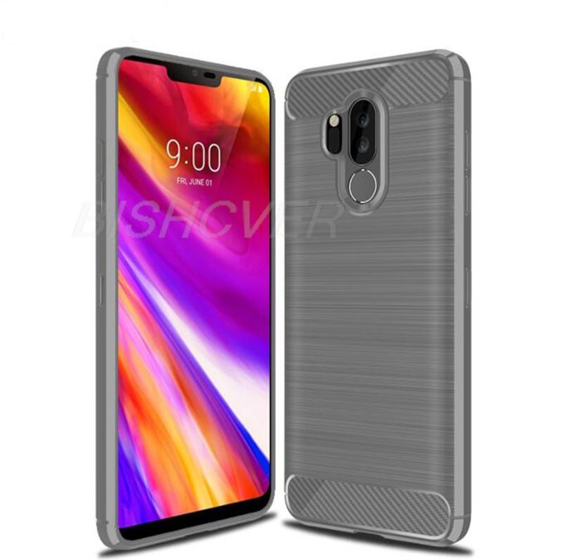 Deksel til LG G7 Thinq G7 One Brushed Carbon Fiber Soft Silicone Phone Case For lg g7+ thinq LG X5 Q9 One Magnetic Ring Stand Cover