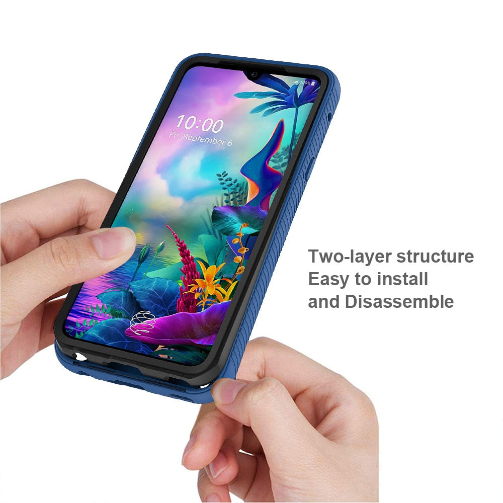 Deksel til LG G8X ThinQ / LG V50S ThinQ Funda Capa Two Layer Structure Hybrid Shockproof Shell Heavy Duty Phone Cover