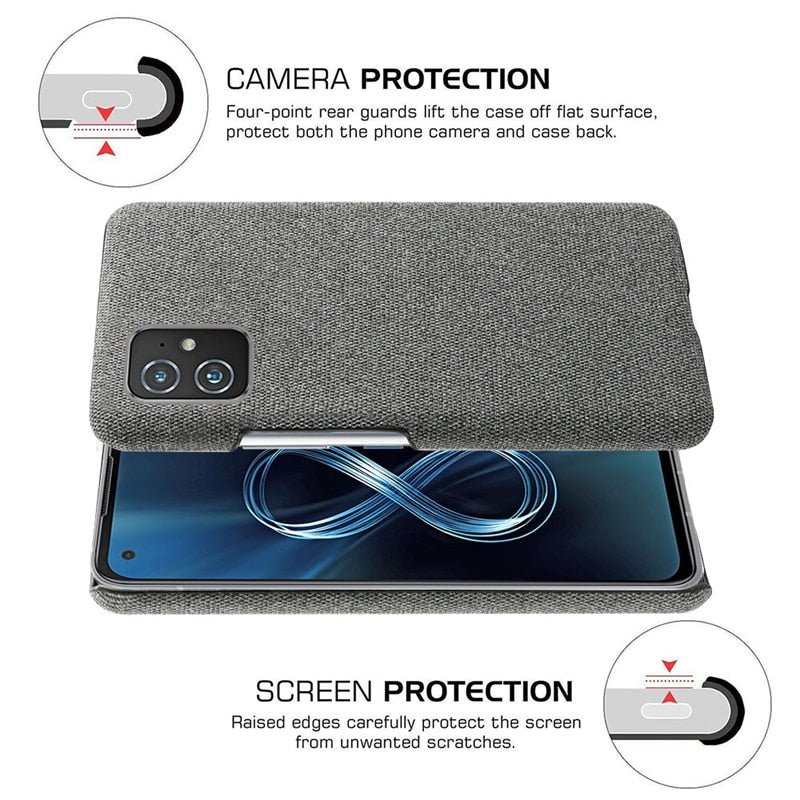 Deksel til ASUS ZenFone 8 чехол Hard PC Shockproof Woven Textile Fabric Cloth Back Cover For zenfone 8 Global 8 Flip Protective