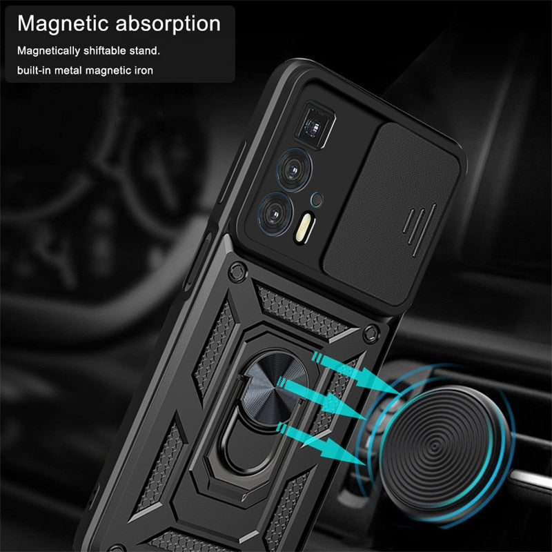 Deksel til Motorola Edge 20 Pro Case Slide Camera Armor Phone Cases For Moto Edge20 Lite Edge 2021 Edges Magnetic Holder Stand Cover