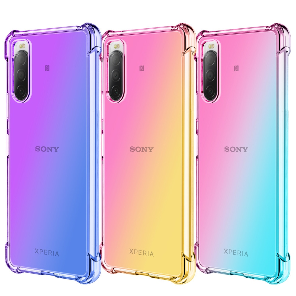 Deksel til Sony Xperia 5 IV 10 1 III II Ace 8 Gradient TPU Silicon Cover Four Corners Anti-Drop Phone Shell