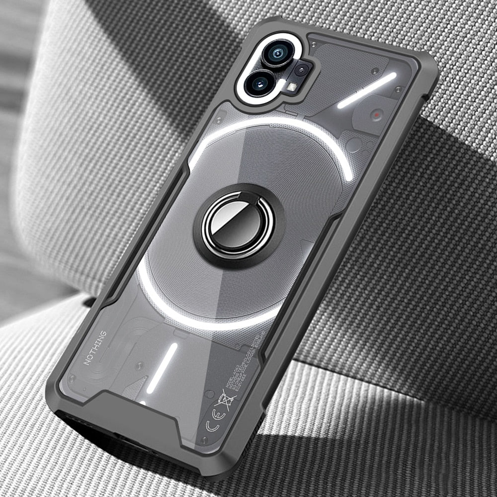 Deksel til Nothing Phone 1 5G Case Clear Acrylic Car Magnetic Holder Ring Protect Fundas Nothingphone 1 One A063 6.55" Shockproof Coque