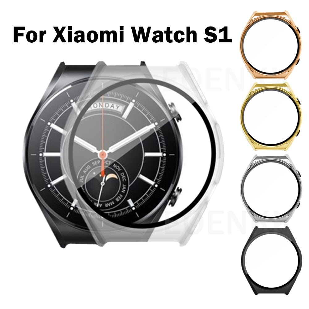 Deksel til Xiaomi Watch S1 skjermbeskytter Tempered Glass deksel Shell Smartwatch Protective Sleeve