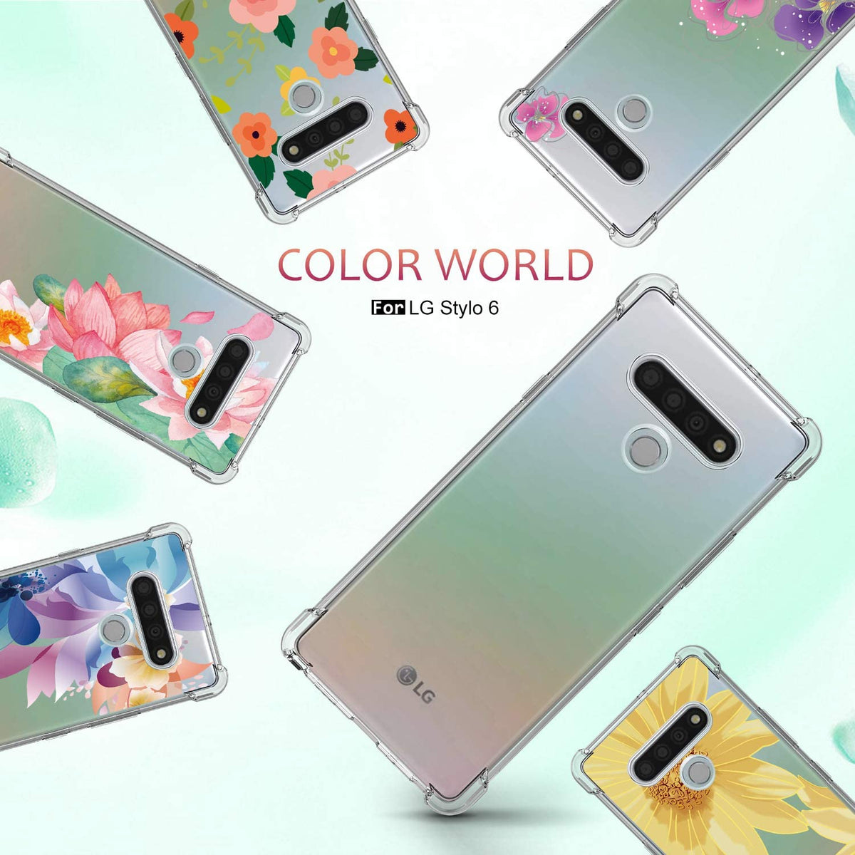 Deksel til LG Stylo 6 Case Clear Transparent Reinforced Corners TPU Shock-Absorption Flexible Cell Phone Cover for LG Stylo 6(Clear)