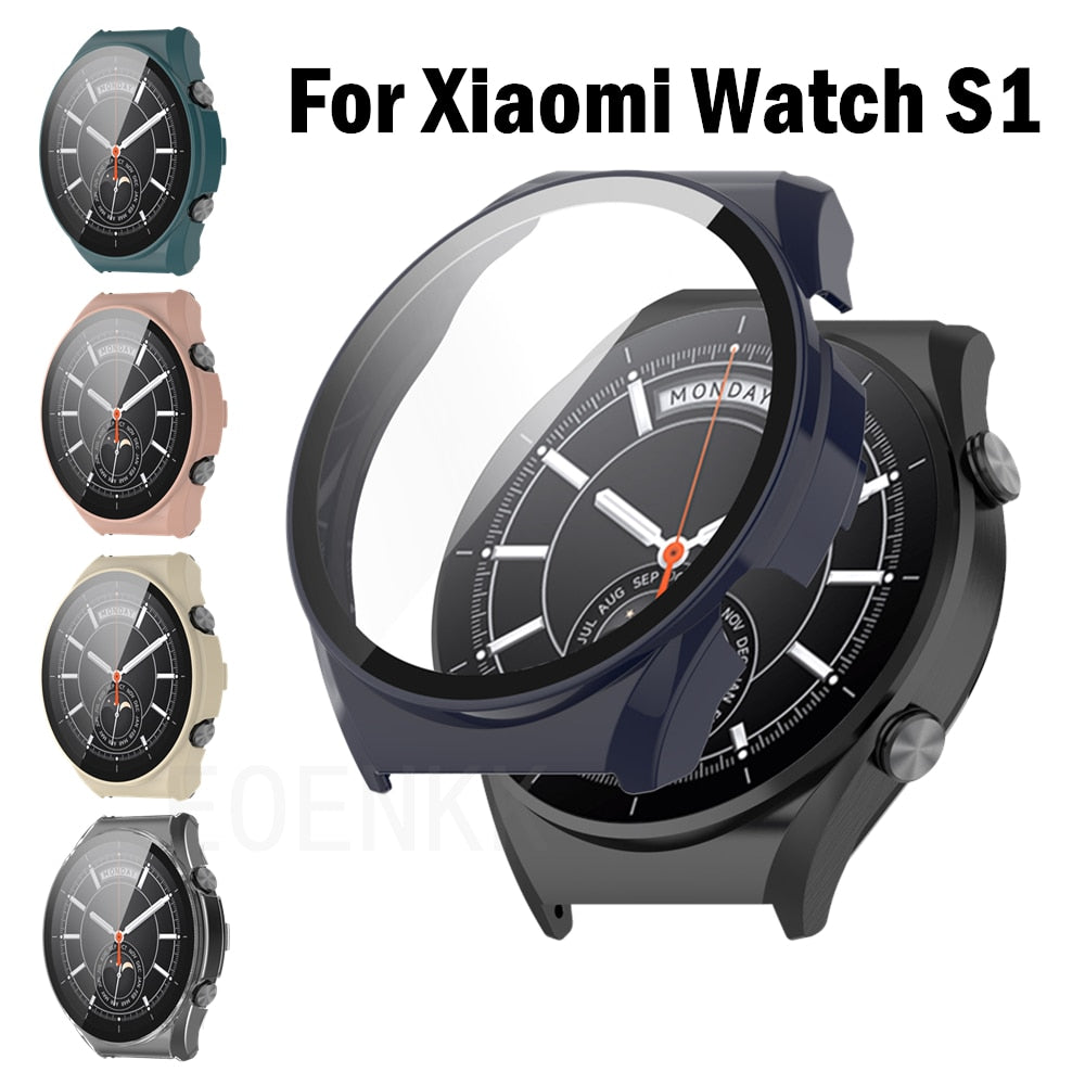Deksel til Xiaomi Watch S1 Cases PC Protective Shell With Tempered Glass Smartwatch deksel