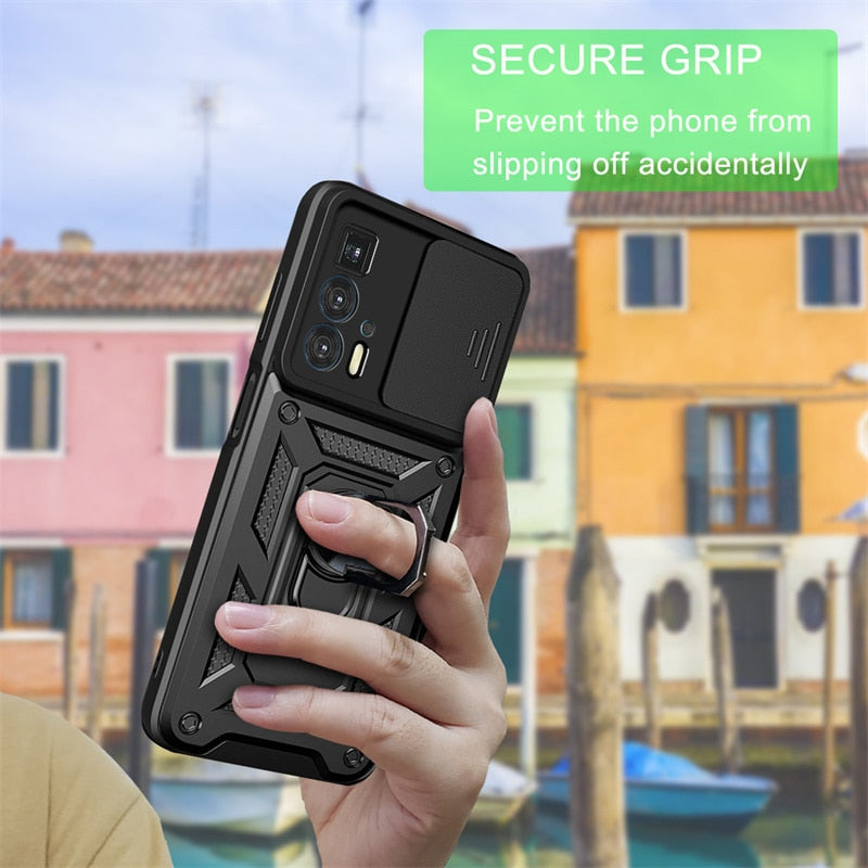 Deksel til Motorola Edge 20 Pro Case Slide Camera Armor Phone Cases For Moto Edge20 Lite Edge 2021 Edges Magnetic Holder Stand Cover