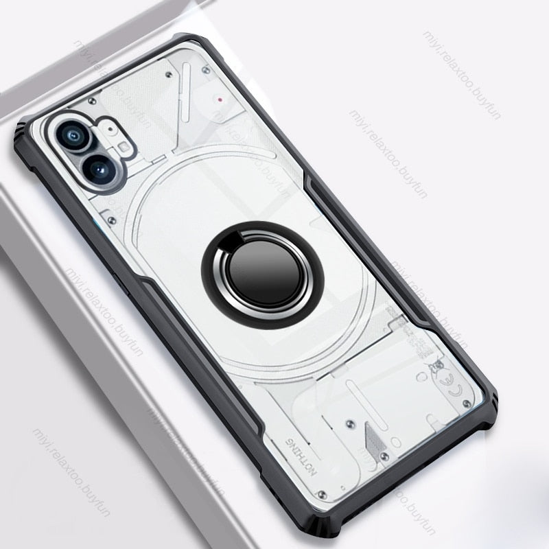 Deksel til Nothing Phone 1 5G Case Clear Acrylic Car Magnetic Holder Ring Protect Fundas Nothingphone 1 One A063 6.55" Shockproof Coque
