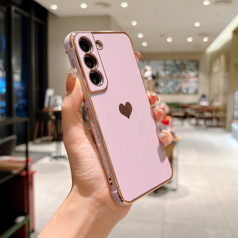 Deksel til Samsung Galaxy S22 Ultra S21 S20 FE A52 A53 S22 S21 Plus A13 5G A12 Love Heart Side Pattern Phone deksel