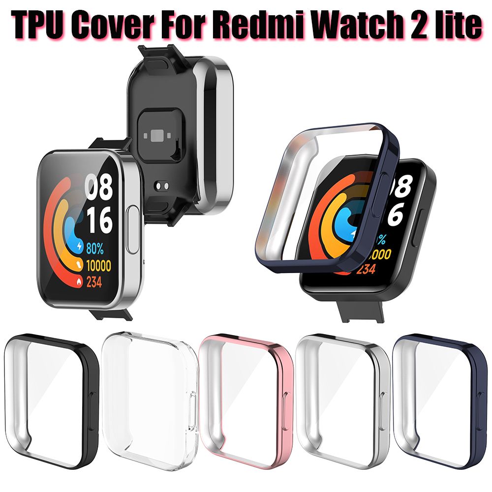 Deksel til Xiaomi Redmi Watch 2 Lite TPU skjermbeskytter deksel Smartwatch Full Coverage Plating Protective Shell Frame