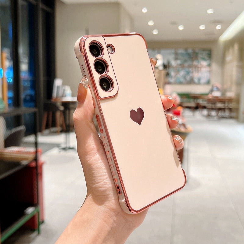 Deksel til Samsung Galaxy S22 Ultra S21 S20 FE A52 A53 S22 S21 Plus A13 5G A12 Love Heart Side Pattern Phone deksel