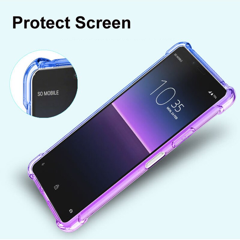 Deksel til Sony Xperia 5 IV 10 1 III II Ace 8 Gradient TPU Silicon Cover Four Corners Anti-Drop Phone Shell