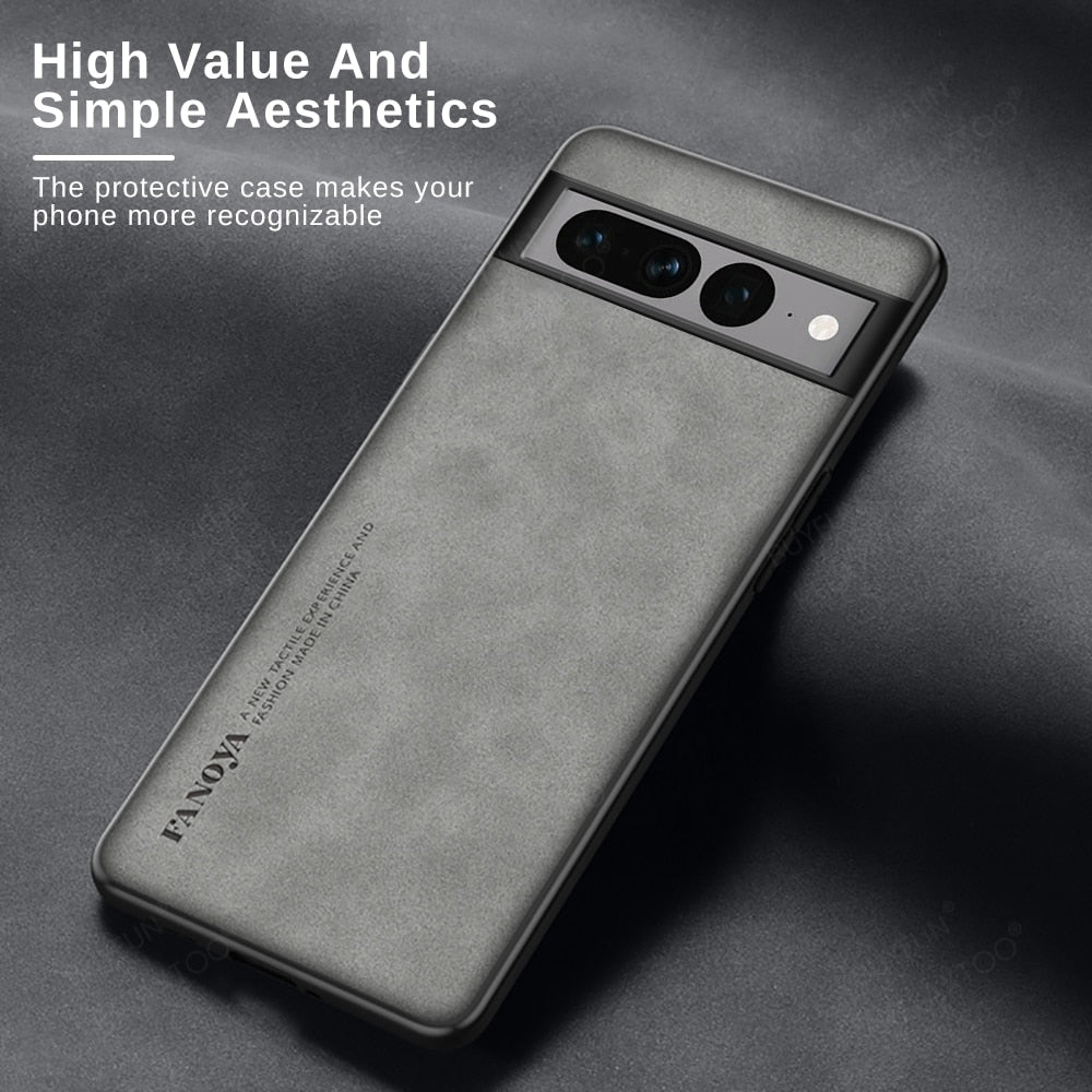 Deksel til Google Pixel 7 Pro Case Lambskin Leather Soft Silicone Back Cover Googe Pixel7 7Pro Pixel7Pro Camera Shockproof Bumper Funda