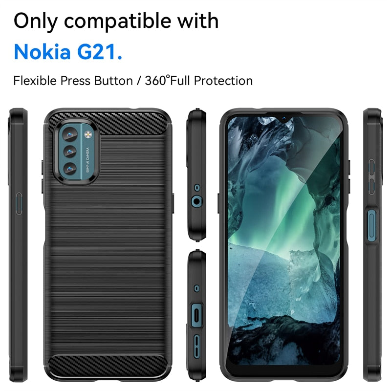 Deksel til Nokia G21 deksel For Nokia G21 G11 G20 G10 X100 C21 Plus støtsikkert karbonfiber-deksel For Nokia G21 deksel