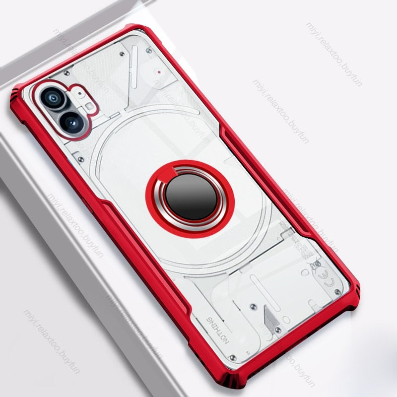 Deksel til Nothing Phone 1 5G Case Clear Acrylic Car Magnetic Holder Ring Protect Fundas Nothingphone 1 One A063 6.55" Shockproof Coque