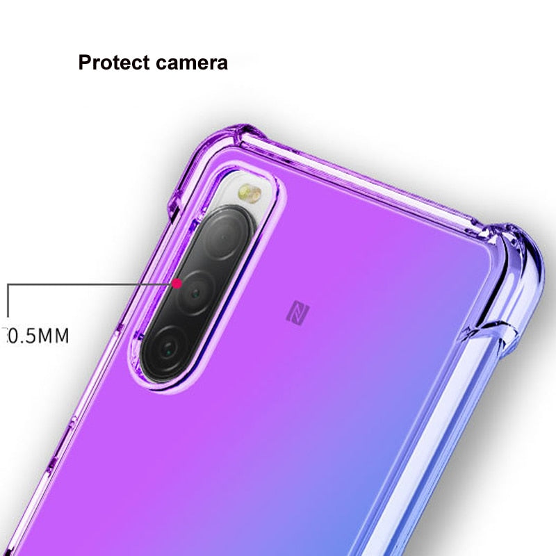 Deksel til Sony Xperia 5 IV 10 1 III II Ace 8 Gradient TPU Silicon Cover Four Corners Anti-Drop Phone Shell