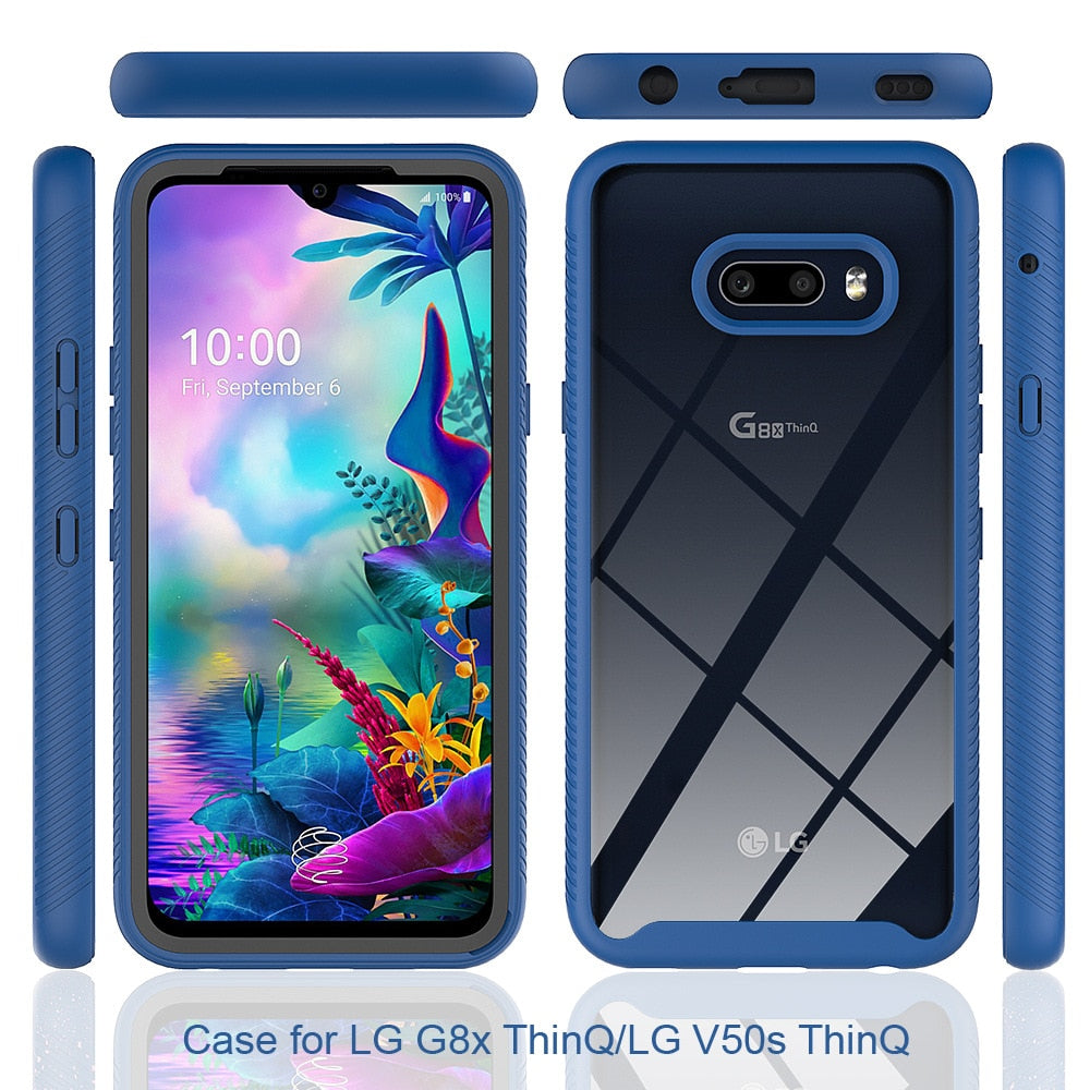 Deksel til LG G8X ThinQ / LG V50S ThinQ Funda Capa Two Layer Structure Hybrid Shockproof Shell Heavy Duty Phone Cover