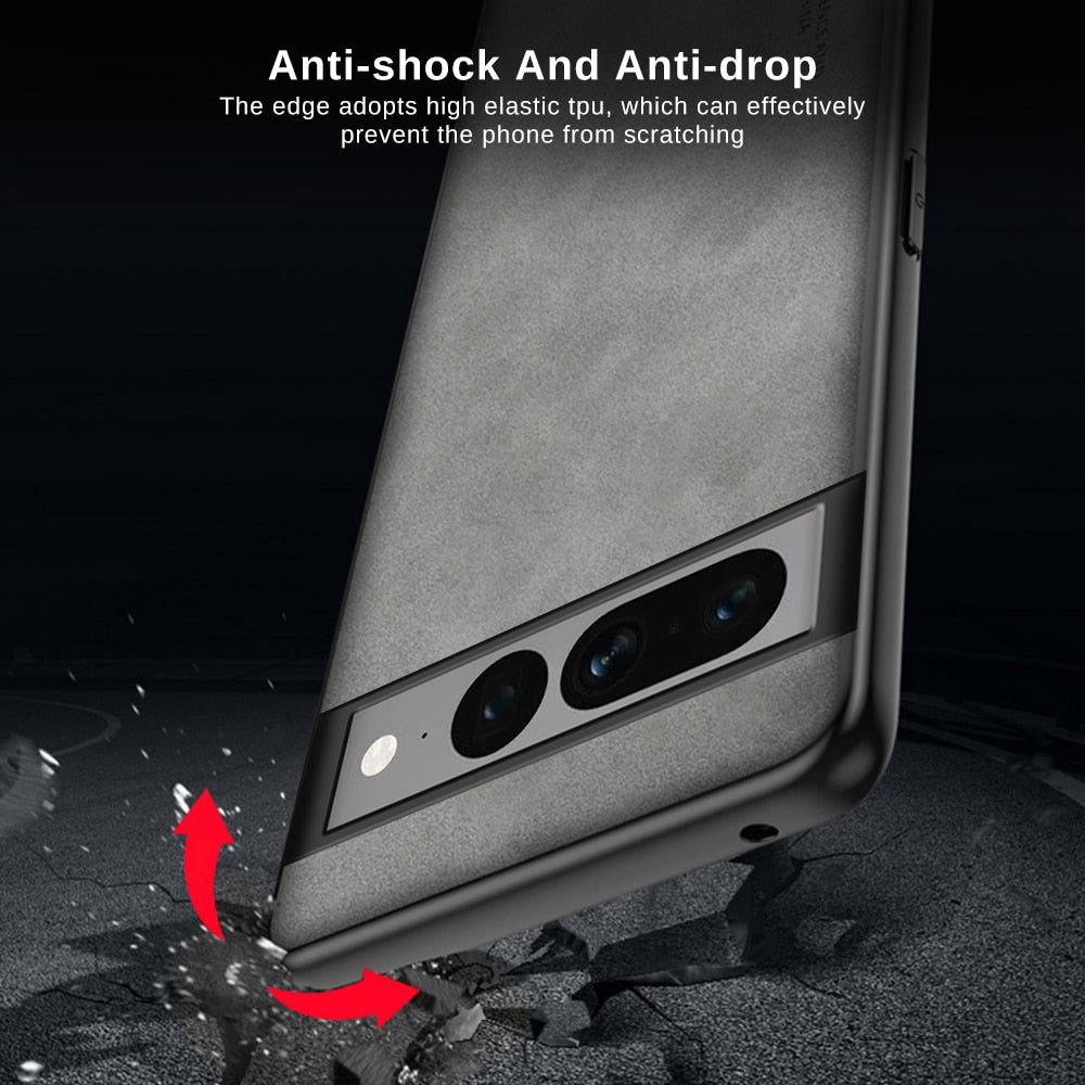 Deksel til Google Pixel 7 Pro Case Lambskin Leather Soft Silicone Back Cover Googe Pixel7 7Pro Pixel7Pro Camera Shockproof Bumper Funda