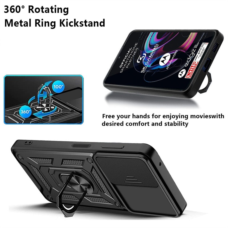 Deksel til Motorola Edge 20 Pro Case Slide Camera Armor Phone Cases For Moto Edge20 Lite Edge 2021 Edges Magnetic Holder Stand Cover